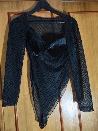 Body lencero negro estampado cebra