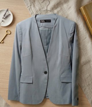 Americana Zara azul gris mujer