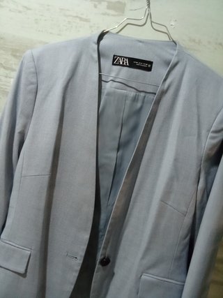 Americana Zara azul gris mujer
