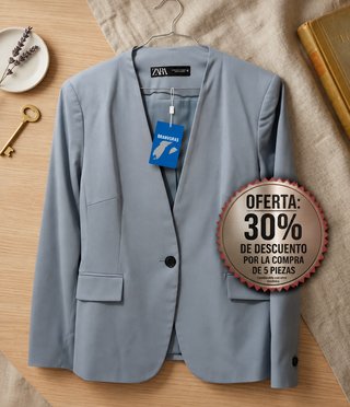 Americana Zara azul gris mujer
