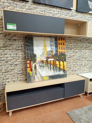 Mueble TV beige y gris