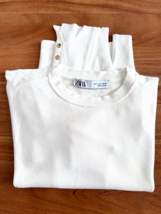 Jersey Zara blanco botones manga