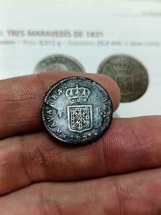 Moneda Navarra 3 Maravedís 1831 Fernando