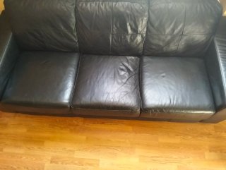 SOFÁ 3 PLAZAS PIEL COLOR NEGRO IKEA SKOGABY