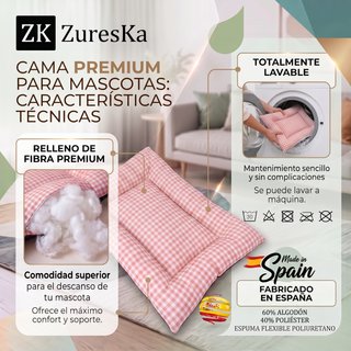 Cama perro/gato 54x40 cm Vichy Rosa
