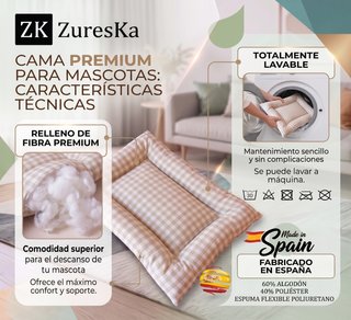 Cama perro/gato 54x40 cm Vichy Beige