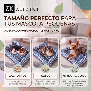 Cama Perro/Gato Vichy Azul 54x40 cm