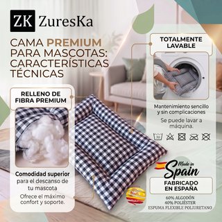 Cama perro/gato 54x40 cm Vichy Negro