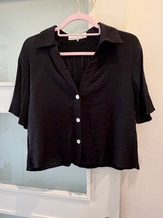 Blusa Zara Negra Manga Corta