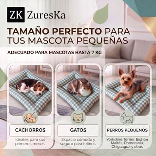 Cama perro/gato 54x40 cm Vichy Verde