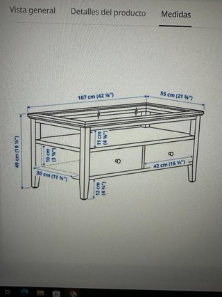 Mesa de centro Ikea madera y cristal