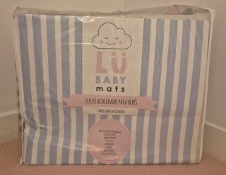 Suelo acolchado infantil Baby mats gris y rosa