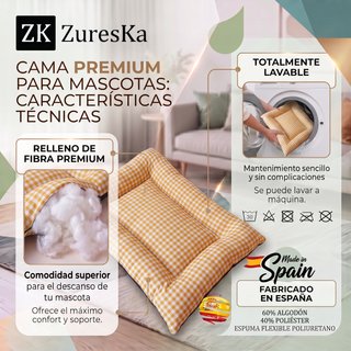 Cama perro/gato 54x40 cm Vichy Mostaza