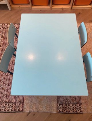 Mesa escolar +4 sillas vintage restaurado