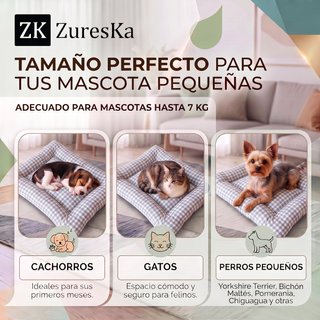 Cama perro/gato 54x40 cm Vichy Gris