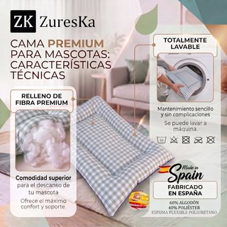 Cama perro/gato 70x48cm Vichy Gris