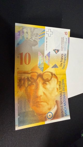 Billete Suizo 10 Francos Vintage Le Corbusier