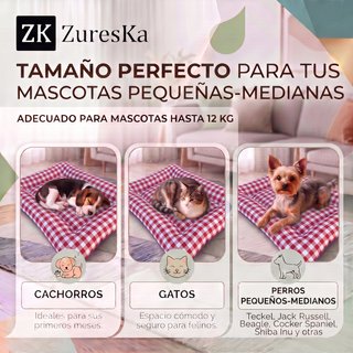 Cama perro pequeño mediano 70x48cm Vichy Granate