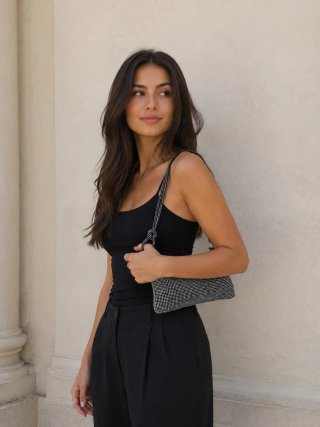 Borsetta elegante nera con strass