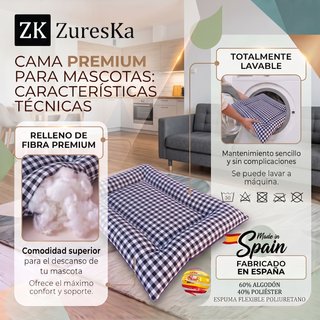 Cama perro 70x48cm Vichy Negro