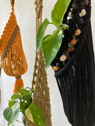 Colgadores Macramé Algodón y Madera