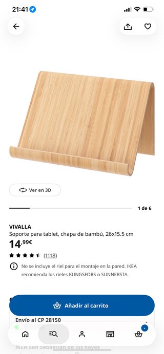 Soporte Tablet Bambú IKEA VIVALLA