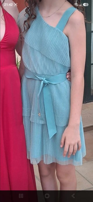 Vestido niña azul con cinturón