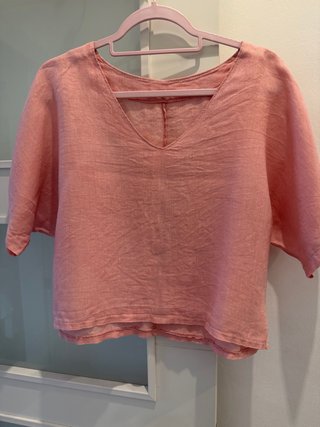 Blusa de lino coral talla única