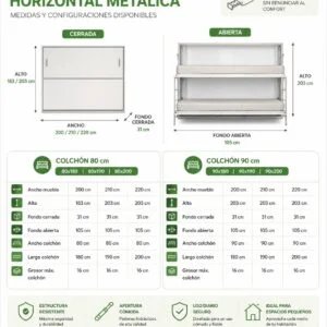 Litera abatible horizontal metálica NYC 2 camas