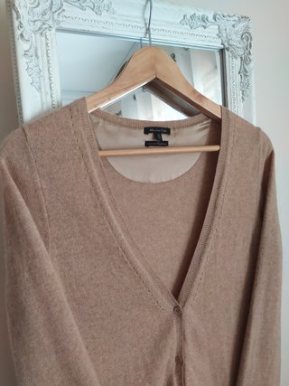 Cardigan Massimo Dutti 100% Caxemira Bege M