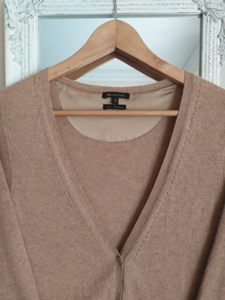 Cardigan Massimo Dutti 100% Caxemira Bege M