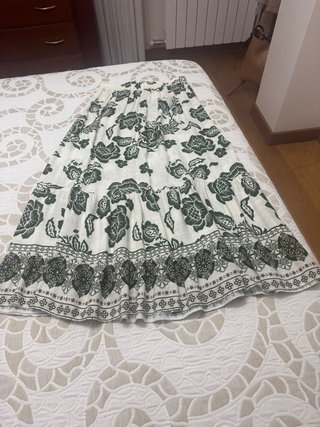 Falda larga lino estampada floral