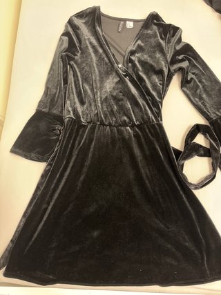 Vestido Terciopelo Negro H&M Talla Única