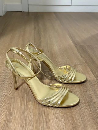 Sandalias Mango Tacón Dorado Talla 39