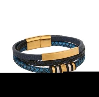 Bracciale Uomo in Pelle Intrecciata 21cm