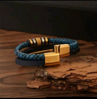 Bracciale Uomo in Pelle Intrecciata 21cm