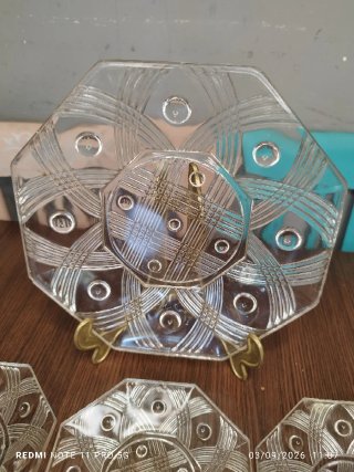 Set Merienda Vintage Cristal Octogonal