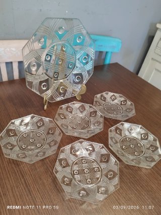 Set Merienda Vintage Cristal Octogonal