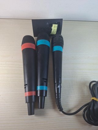 3 microfoni Singstar, ricevitore. Non funzionanti