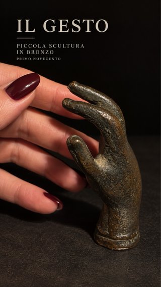 Antica scultura bronzo mano fine 800 primo '900