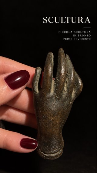 Antica scultura bronzo mano fine 800 primo '900