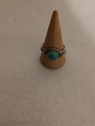 Anillo Plata Turquesa Diseño Étnico