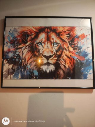Cuadro León Acuarela Multicolor