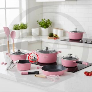 Batteria pentole rosa