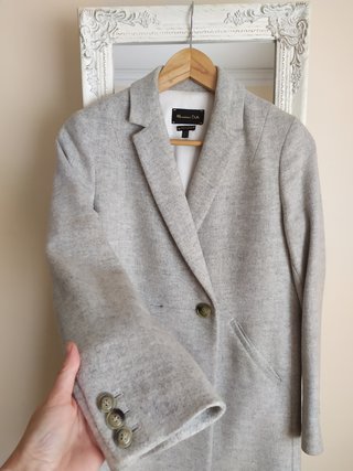 Casaco Massimo Dutti Lã Cinza Claro S 36