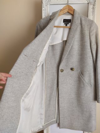 Casaco Massimo Dutti Lã Cinza Claro S 36