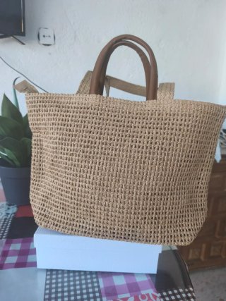 Bolso de rafia Tous beige y marrón