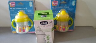 Lote 2 vasos aprendizaje Tigex + Biberón Chicco