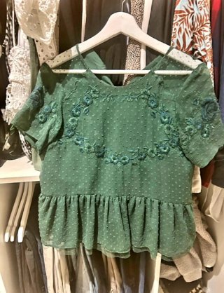 Blusa Zara verde bordada