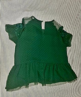 Blusa Zara verde bordada